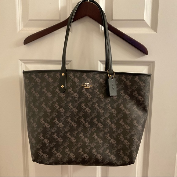 Coach Horse & Carriage Print Reversible City Tote - Black - Picture 3 of 15